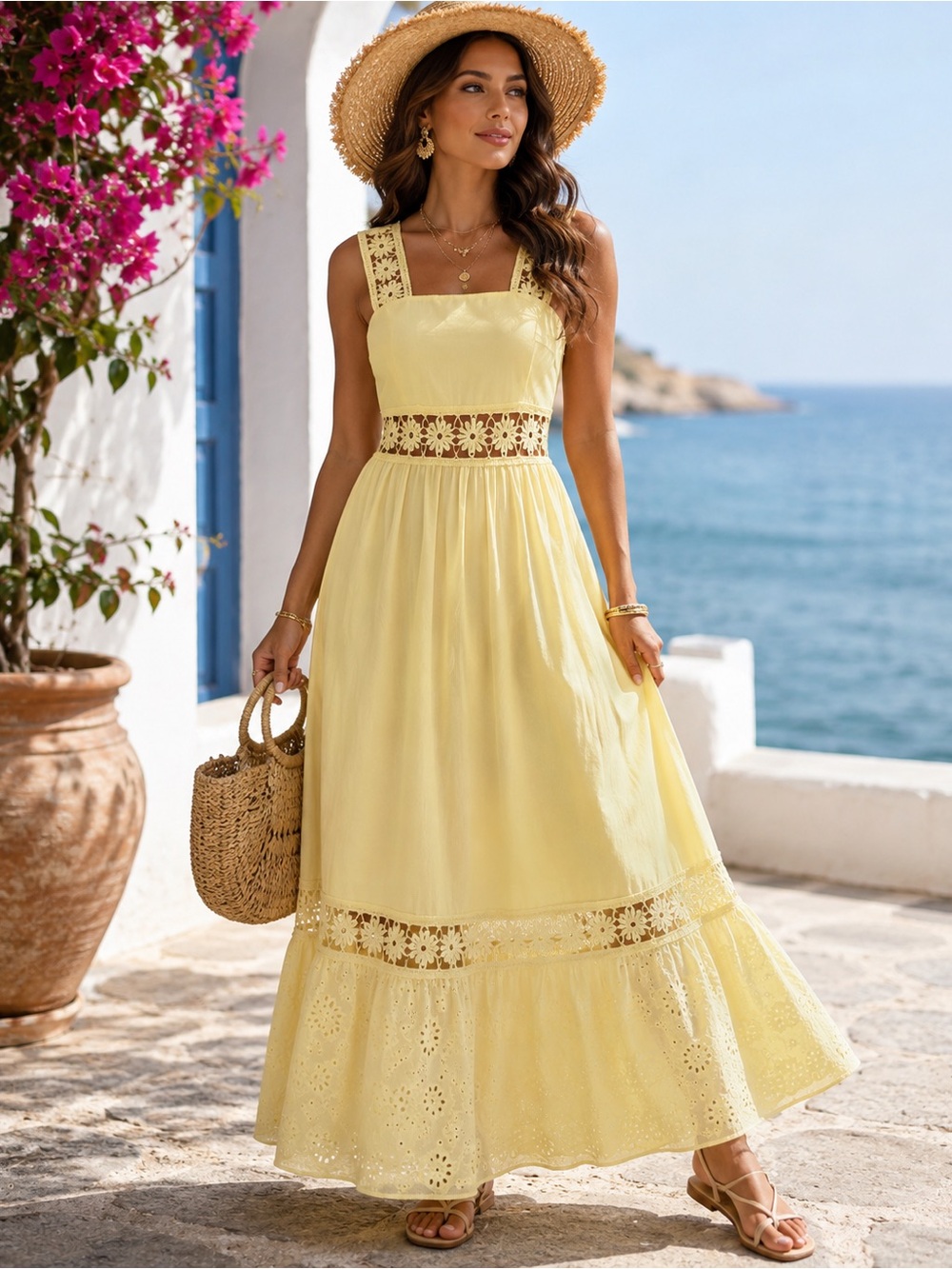 NEW - Elegant Summer Outing Holiday Date Dress, Vacation Casual Plain Color
